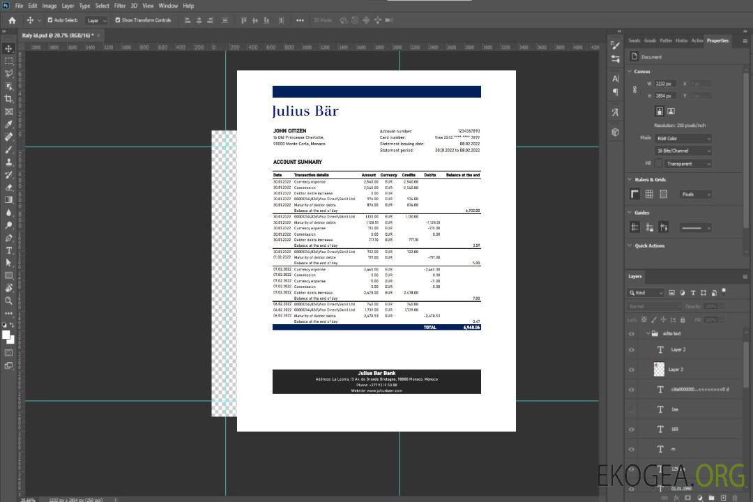 Relevé bancaire Monaco Julius Bar xls template Relevé bancaire Monaco Julius Bar xls template